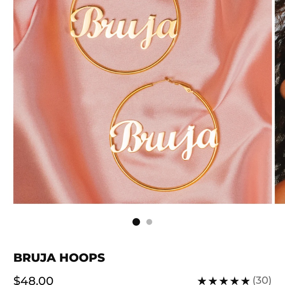 “Bruja” hoop earrings, Latina owned brand Hija De Tu Madre. Stainless Steel